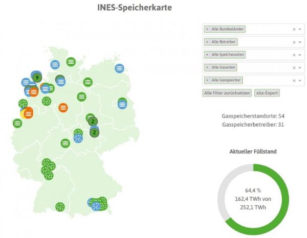 INES präsentiert Karte für Gas- und Wasserstoffspeicher